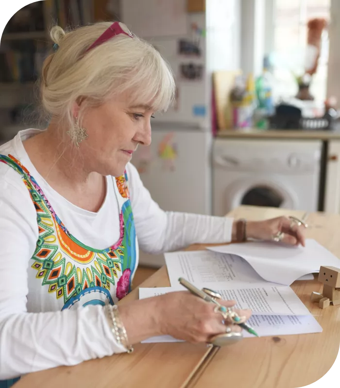 Alison Waterhouse founder of Circles for Learning sitting at her desk