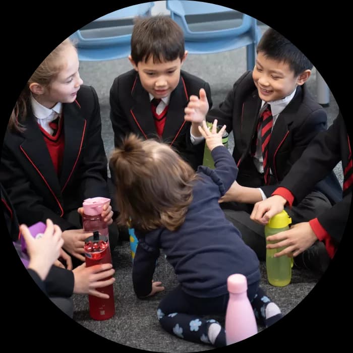 Young girl interacting with classroom